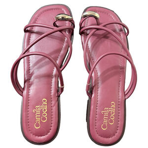 Camila Coelho Venue Sandals Womens 8 Pink Strappy Toe ring New Minimalist